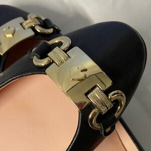 Kate Spade Black Flats with Gold Detailing